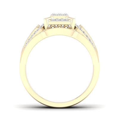 14K Gold Plated 3/8 CT. T.W. Lab-Grown Diamond Square Ring Set - Size 7