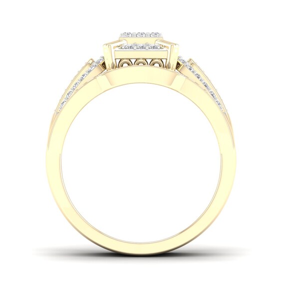 14K Gold Plated 3/8 CT. T.W. Lab-Grown Diamond Square Ring Set - Size 7