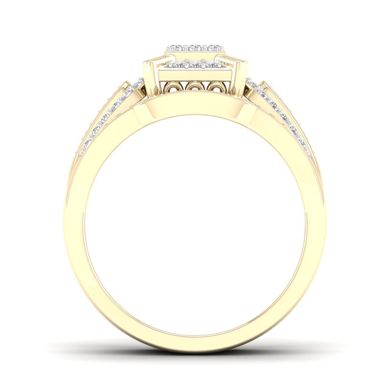 Main Image 3 of 14K Gold Plated 3/8 CT. T.W. Lab-Grown Diamond Square Ring Set - Size 7