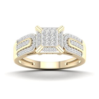 14K Gold Plated 3/8 CT. T.W. Lab-Grown Diamond Square Ring Set - Size 7