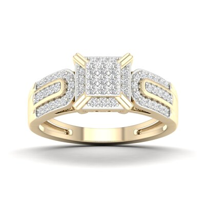 14K Gold Plated 3/8 CT. T.W. Lab-Grown Diamond Square Ring Set - Size 7