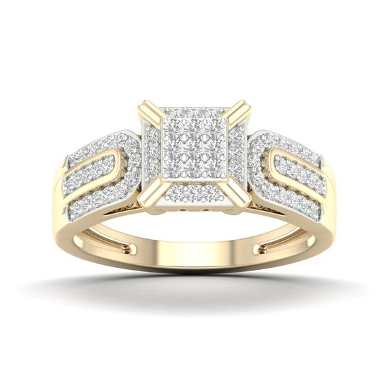 14K Gold Plated 3/8 CT. T.W. Lab-Grown Diamond Square Ring Set - Size 7