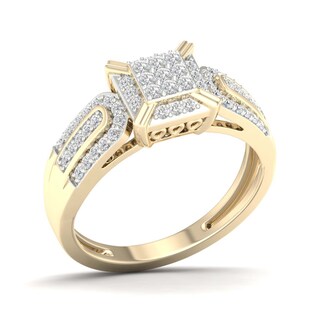 14K Gold Plated 3/8 CT. T.W. Lab-Grown Diamond Square Ring Set - Size 7