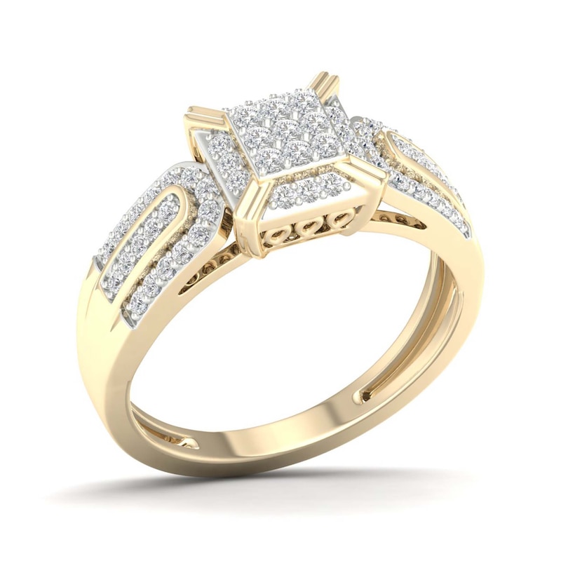 Main Image 5 of 14K Gold Plated 3/8 CT. T.W. Lab-Grown Diamond Square Ring Set - Size 7