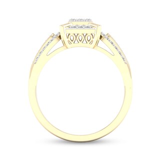 14K Gold Plated 3/8 CT. T.W. Lab-Grown Diamond Square Ring Set - Size 7