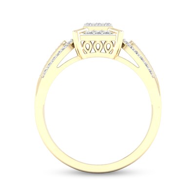14K Gold Plated 3/8 CT. T.W. Lab-Grown Diamond Square Ring Set - Size 7