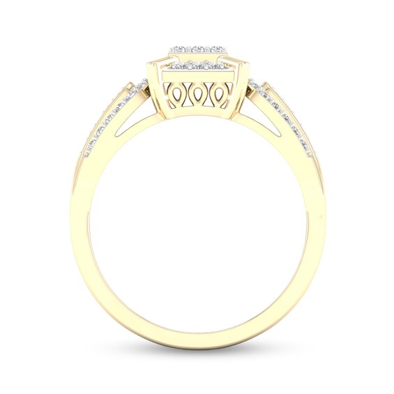 14K Gold Plated 3/8 CT. T.W. Lab-Grown Diamond Square Ring Set - Size 7