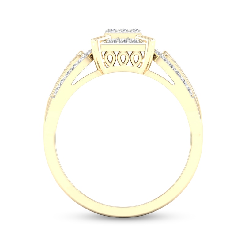 Main Image 6 of 14K Gold Plated 3/8 CT. T.W. Lab-Grown Diamond Square Ring Set - Size 7