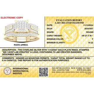 14K Gold Plated 3/8 CT. T.W. Lab-Grown Diamond Square Ring Set - Size 7
