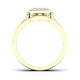 14K Gold Plated 1/3 CT. T.W. Lab-Grown Diamond Cushion Ring Set - Size  7