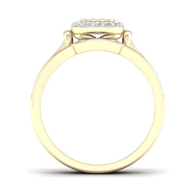 14K Gold Plated 1/3 CT. T.W. Lab-Grown Diamond Cushion Ring Set - Size  7