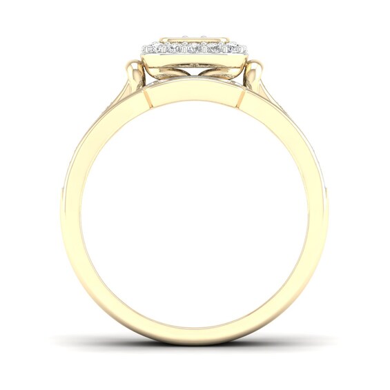 14K Gold Plated 1/3 CT. T.W. Lab-Grown Diamond Cushion Ring Set - Size  7