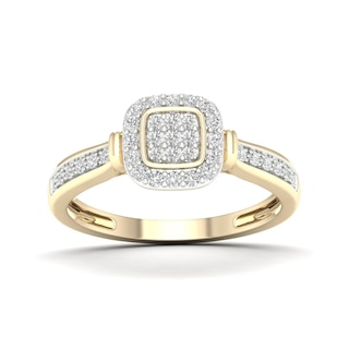 14K Gold Plated 1/3 CT. T.W. Lab-Grown Diamond Cushion Ring Set - Size  7