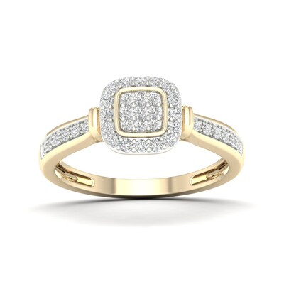 14K Gold Plated 1/3 CT. T.W. Lab-Grown Diamond Cushion Ring Set - Size  7