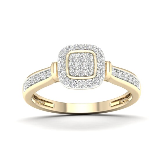 14K Gold Plated 1/3 CT. T.W. Lab-Grown Diamond Cushion Ring Set - Size  7