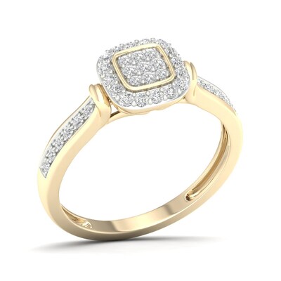 14K Gold Plated 1/3 CT. T.W. Lab-Grown Diamond Cushion Ring Set - Size  7