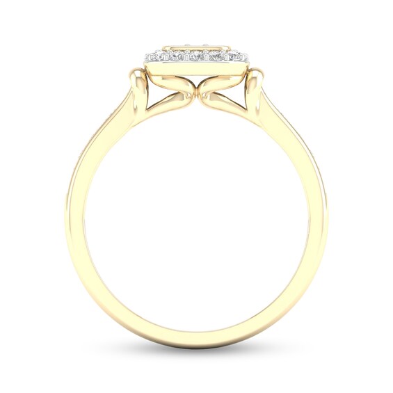 14K Gold Plated 1/3 CT. T.W. Lab-Grown Diamond Cushion Ring Set - Size  7