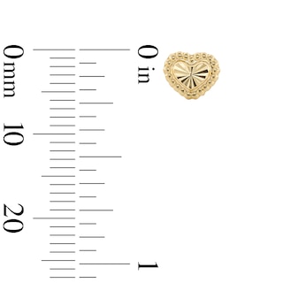 10K Gold Beaded Diamond-Cut Heart Studs