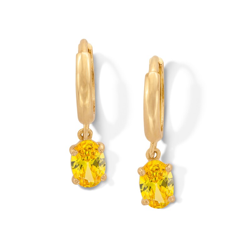 Main Image 1 of 14K Gold Plated Birthstone Huggie Hoops