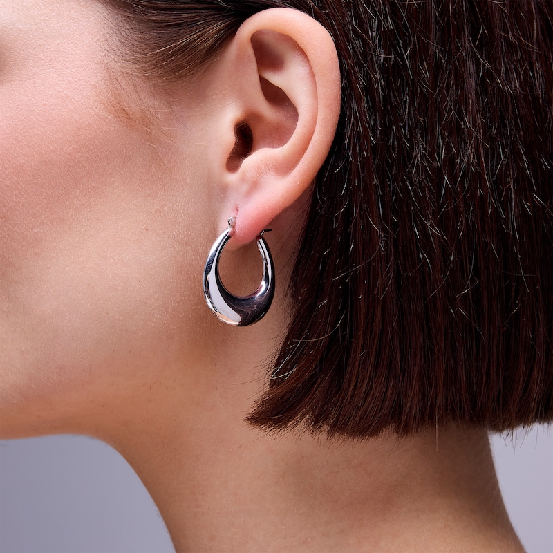 Main Image 2 of Sterling Silver Hollow Teardrop Hoops