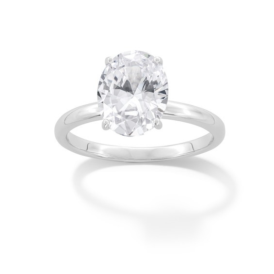 Sterling Silver CZ Solitaire Oval Ring - Size 7
