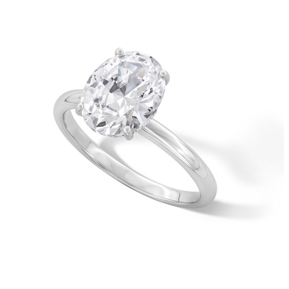 Sterling Silver CZ Solitaire Oval Ring - Size 7
