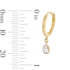 Thumbnail Image 4 of 10K Gold CZ Bezel Oval Drop Huggie Hoops