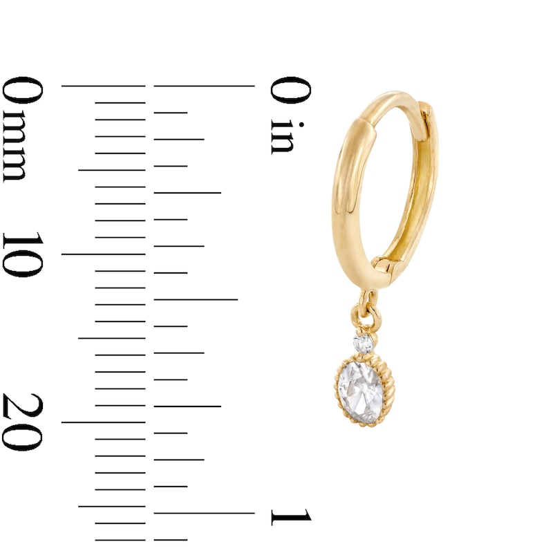 Main Image 4 of 10K Gold CZ Bezel Oval Drop Huggie Hoops