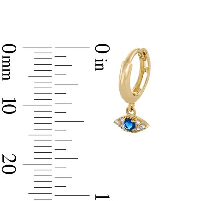 10K Gold CZ Evil Eye Huggie Hoops