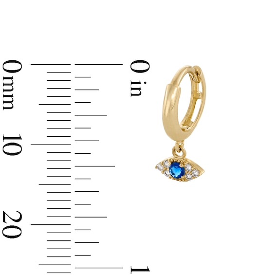 10K Gold CZ Evil Eye Huggie Hoops