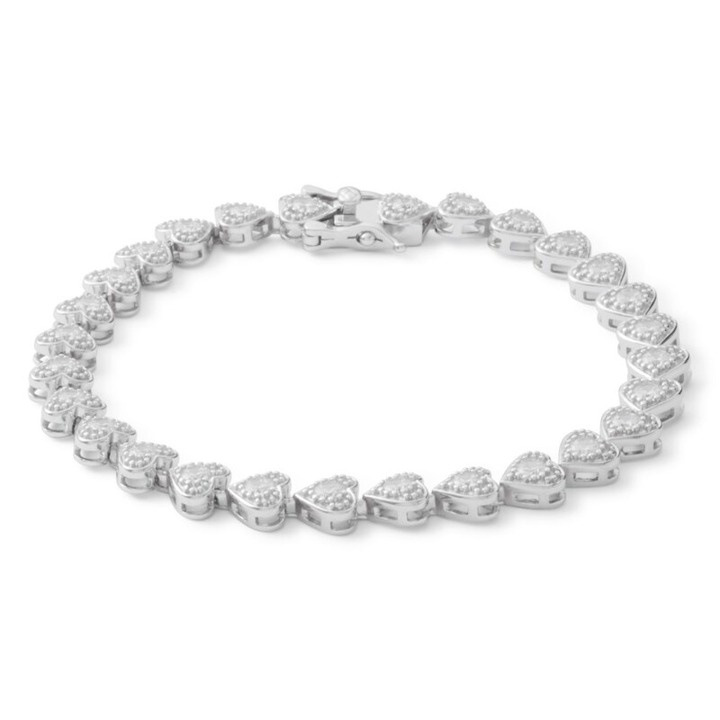 Main Image 1 of Sterling Silver CZ Hearts Tennis Bracelet - 8"