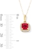 Thumbnail Image 3 of 10K Gold CZ and Lab-Created Ruby Birthstone Pendant - 18"