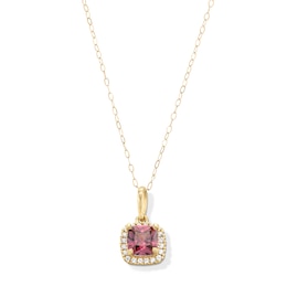 10K Gold CZ Birthstone Pendant - 18"
