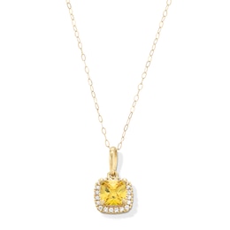 10K Gold CZ Birthstone Pendant - 18"