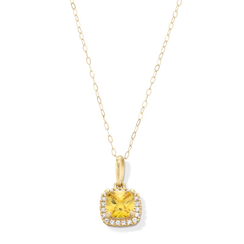 Main Image 1 of 10K Gold CZ Birthstone Pendant - 18"