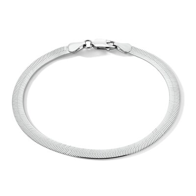 Solid Sterling Silver Herringbone Chain Bracelet - 7.5"