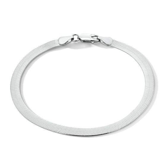 Solid Sterling Silver Herringbone Chain Bracelet - 7.5"