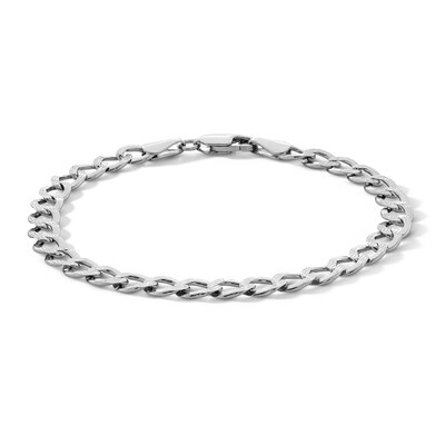 Sterling Silver Pavé Flat Curb Chain Bracelet - 7"