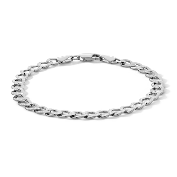 Sterling Silver Pavé Flat Curb Chain Bracelet - 7"