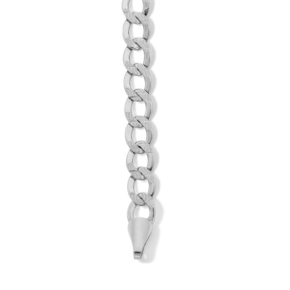 Sterling Silver Pavé Flat Curb Chain Bracelet - 7"