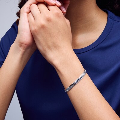 Sterling Silver Wheat Herringbone Chain Bracelet - 8"