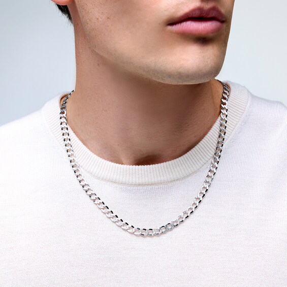 Sterling Silver Pavé Flat Curb Chain - 22"