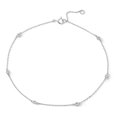 Sterling Silver CZ Cable Chain Anklet - 10"