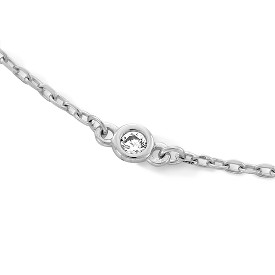 Sterling Silver CZ Cable Chain Anklet - 10"