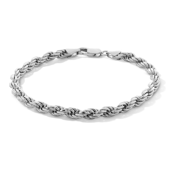 Sterling Silver Diamond-Cut Rope Chain Bracelet - 8"