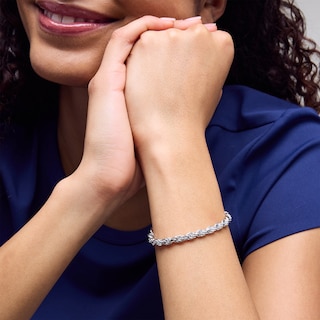 Sterling Silver Diamond-Cut Rope Chain Bracelet - 8"