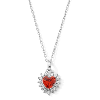 Sterling Silver CZ Birthstone Heart Pendant