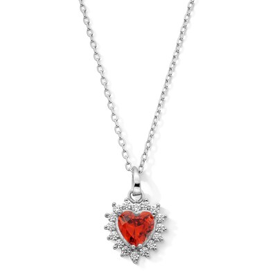 Sterling Silver CZ Birthstone Heart Pendant
