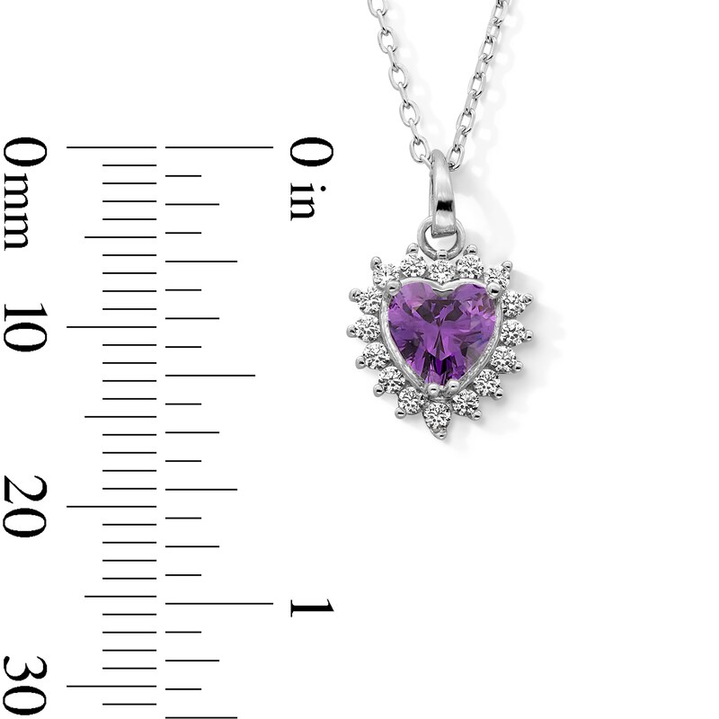 Main Image 2 of Sterling Silver CZ Birthstone Heart Pendant - 18&quot;
