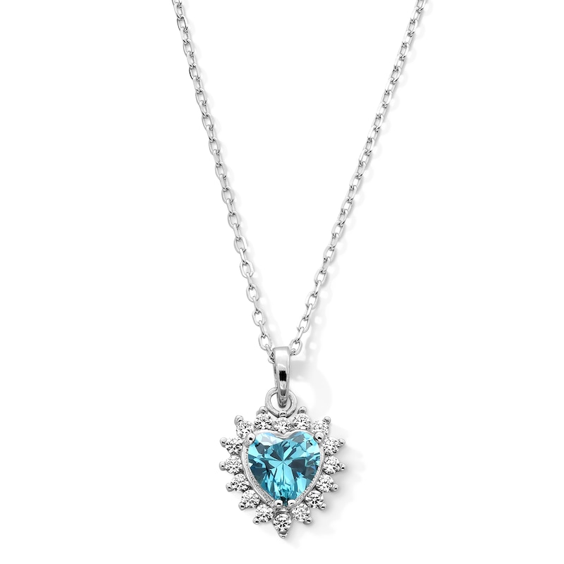 Main Image 1 of Sterling Silver CZ Birthstone Heart Pendant - 18"